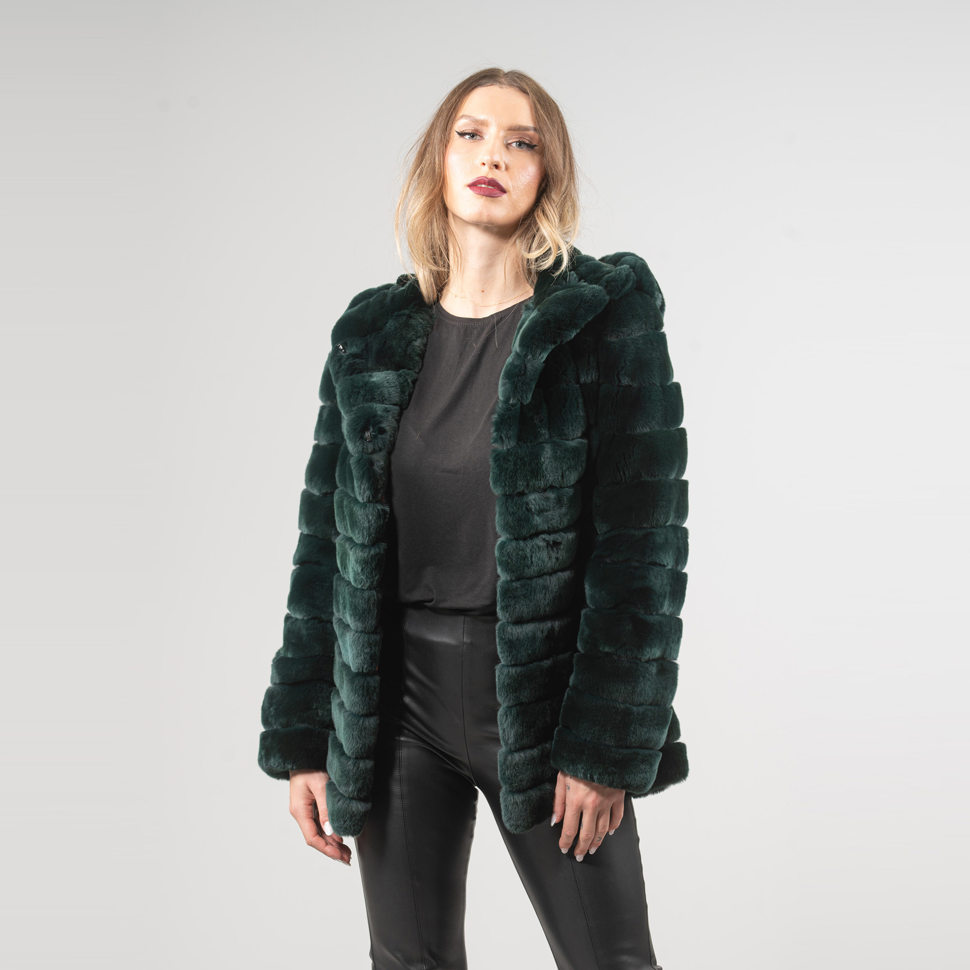 πράσινο γούνινο σακάκι λαγού