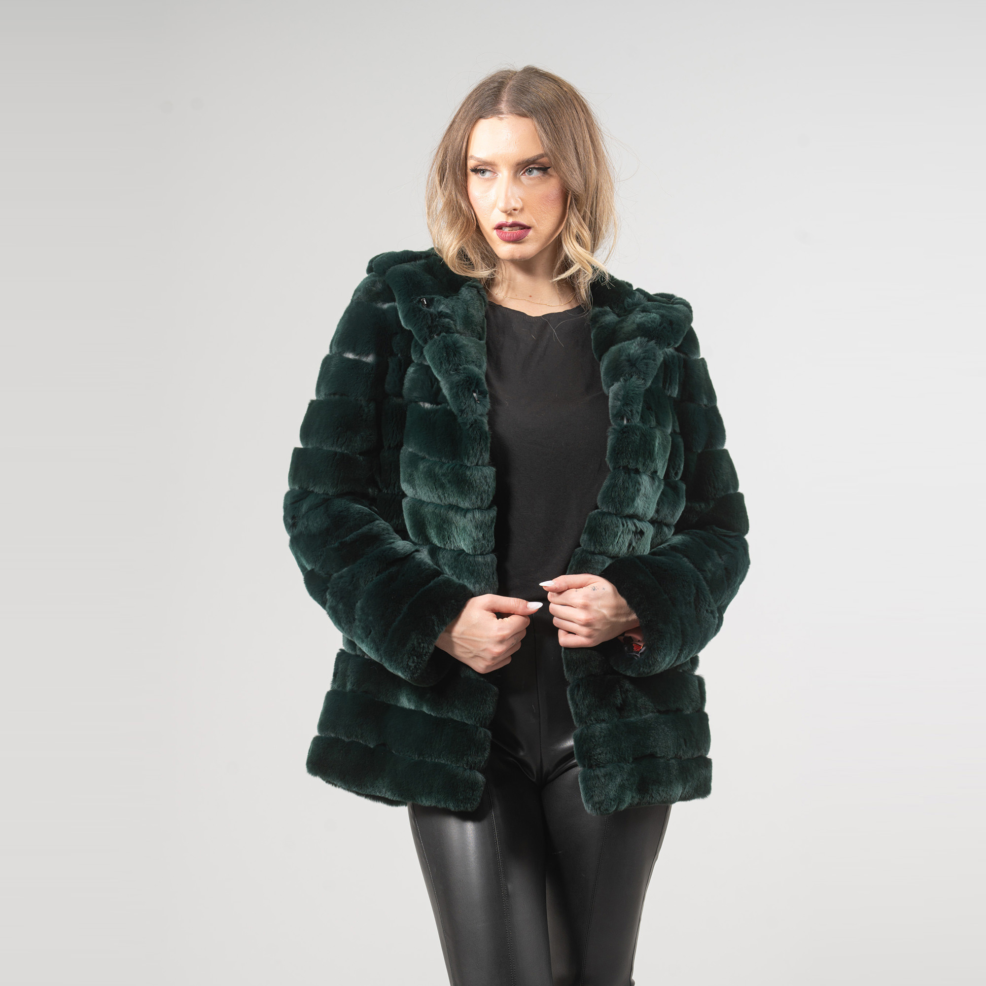 πράσινο γούνινο σακάκι λαγού