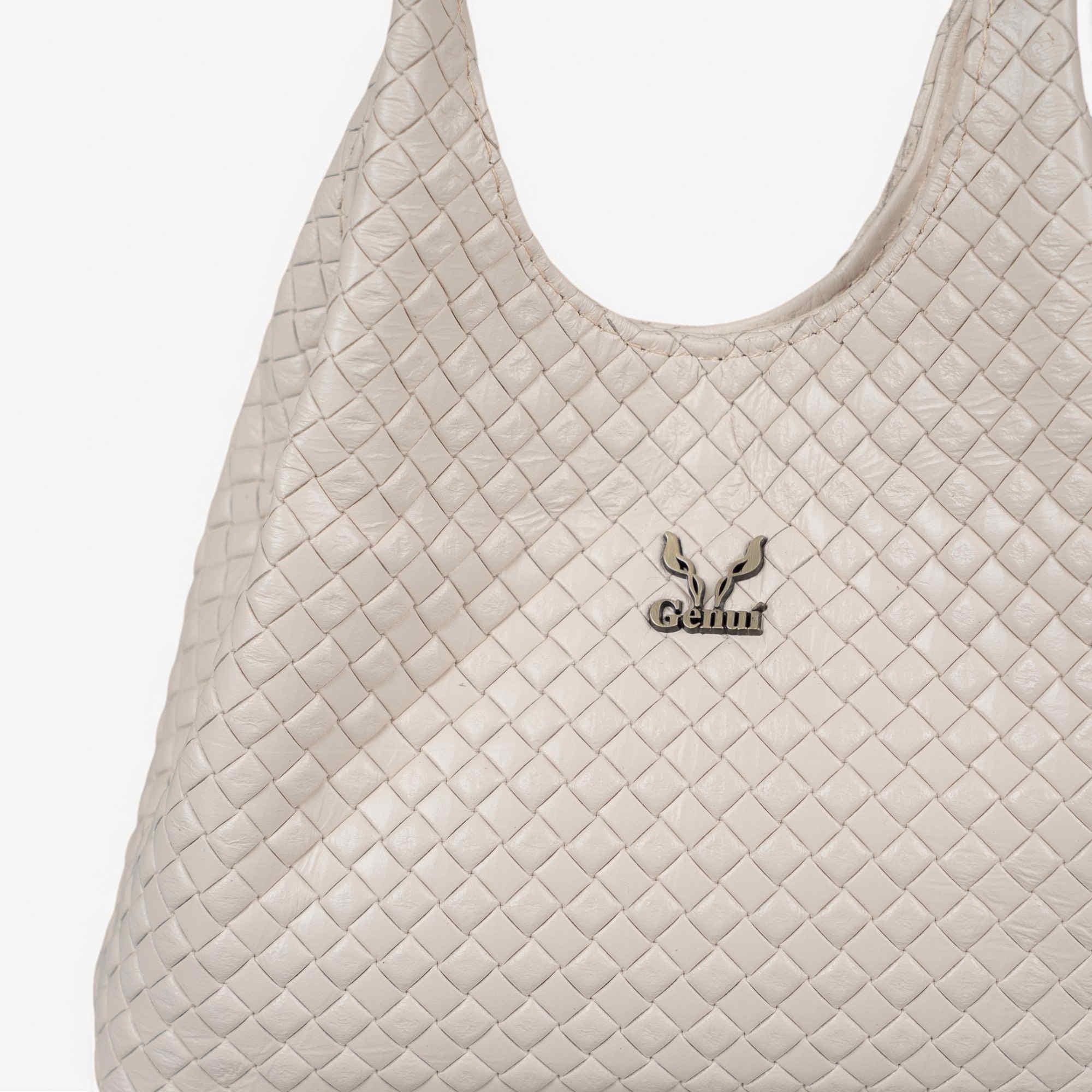 Beige leather handbag