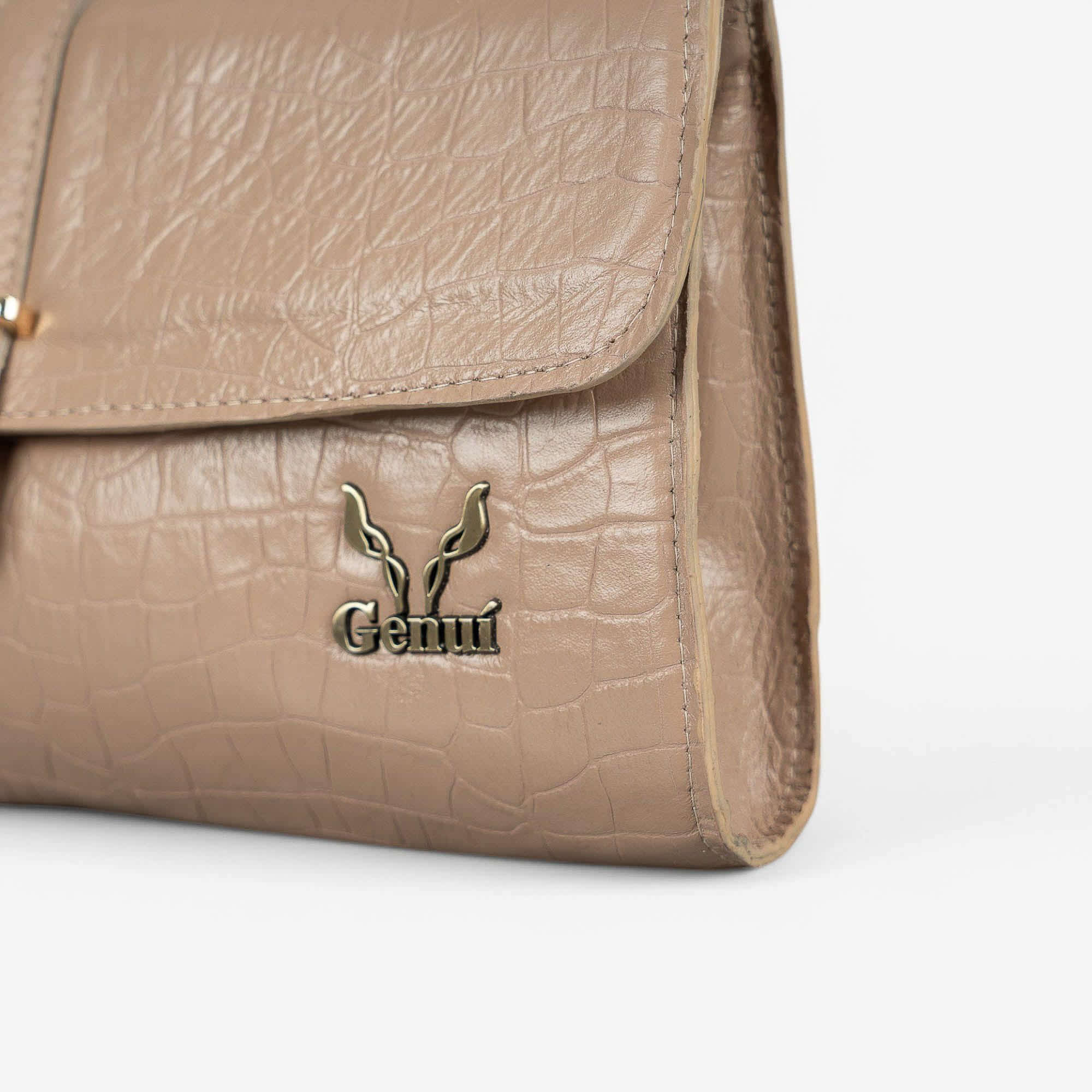 Dark beige leather envelope clutch