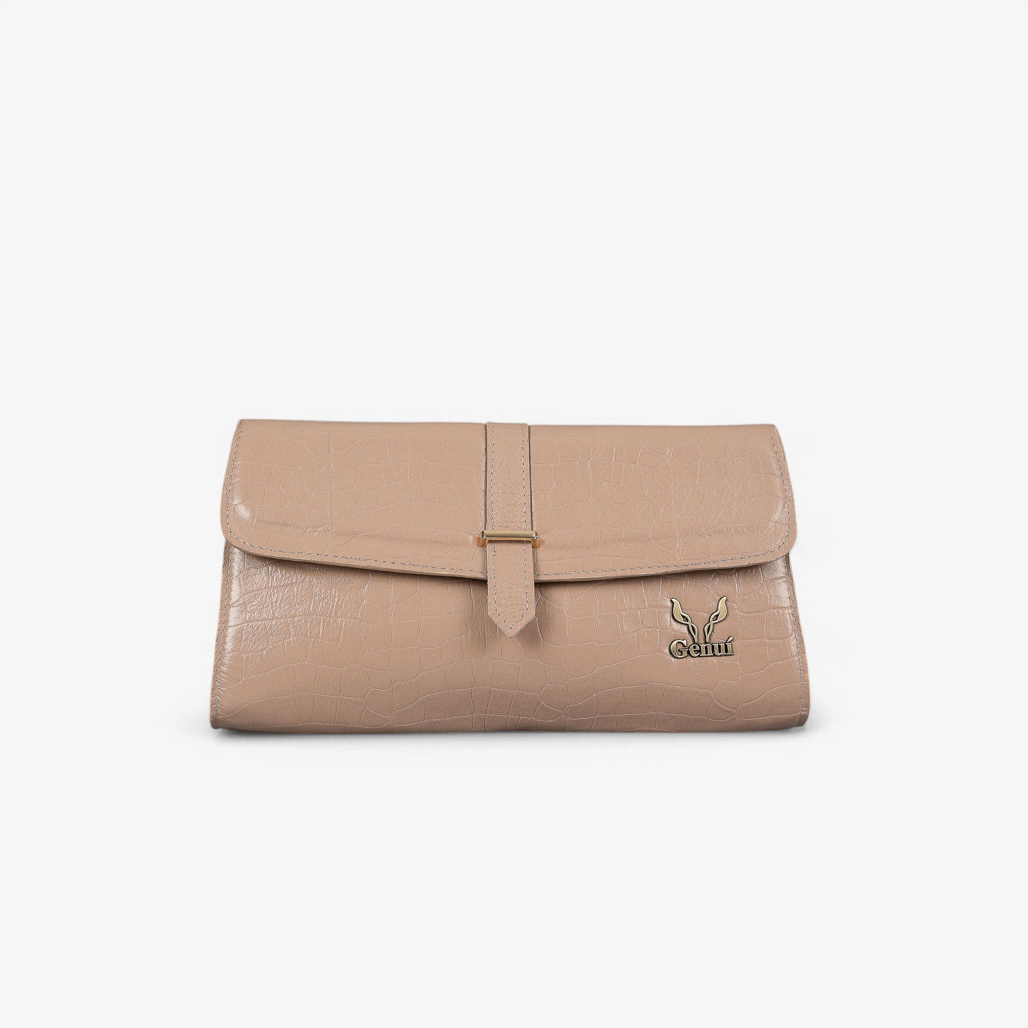 Dark beige leather envelope clutch