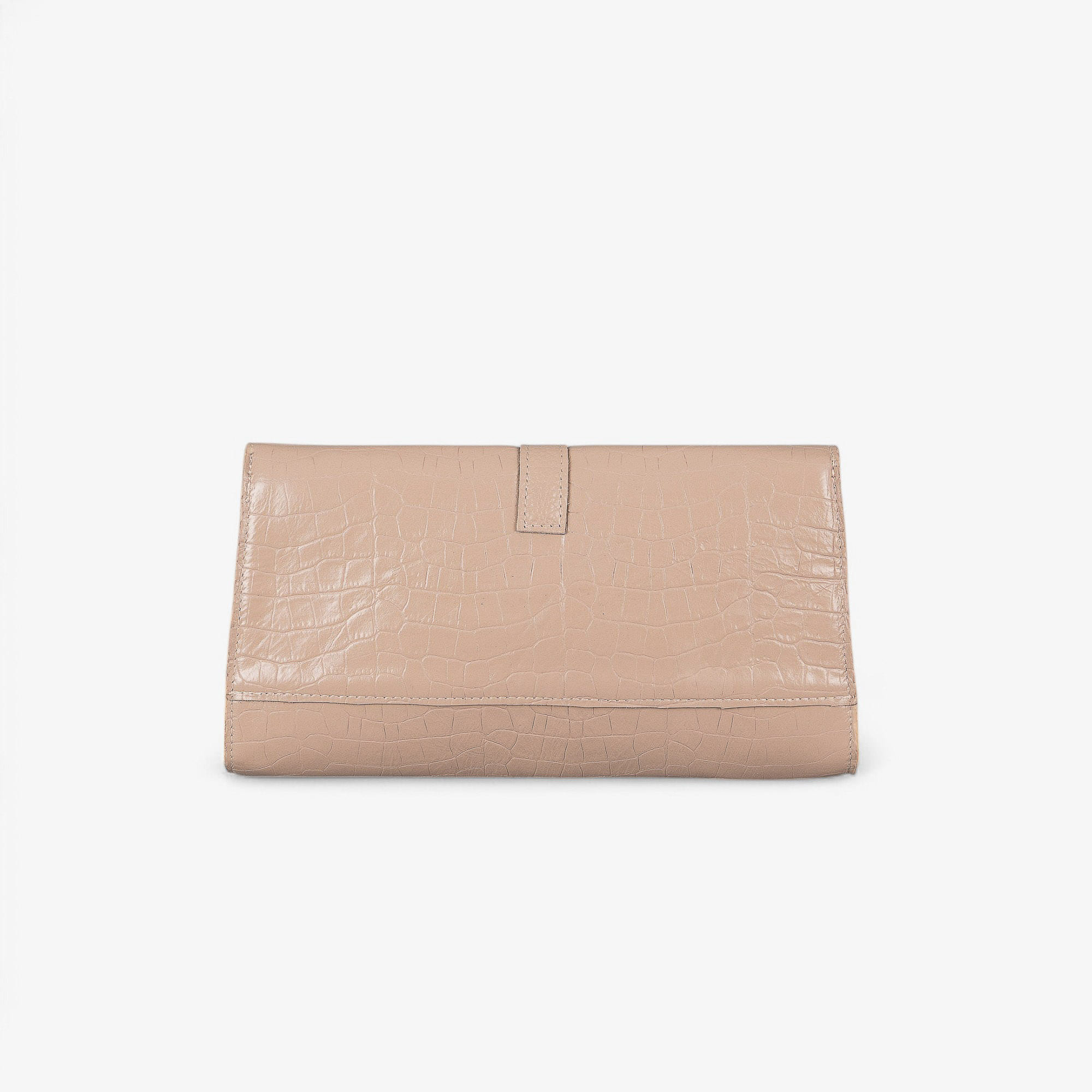 Dark beige leather envelope clutch