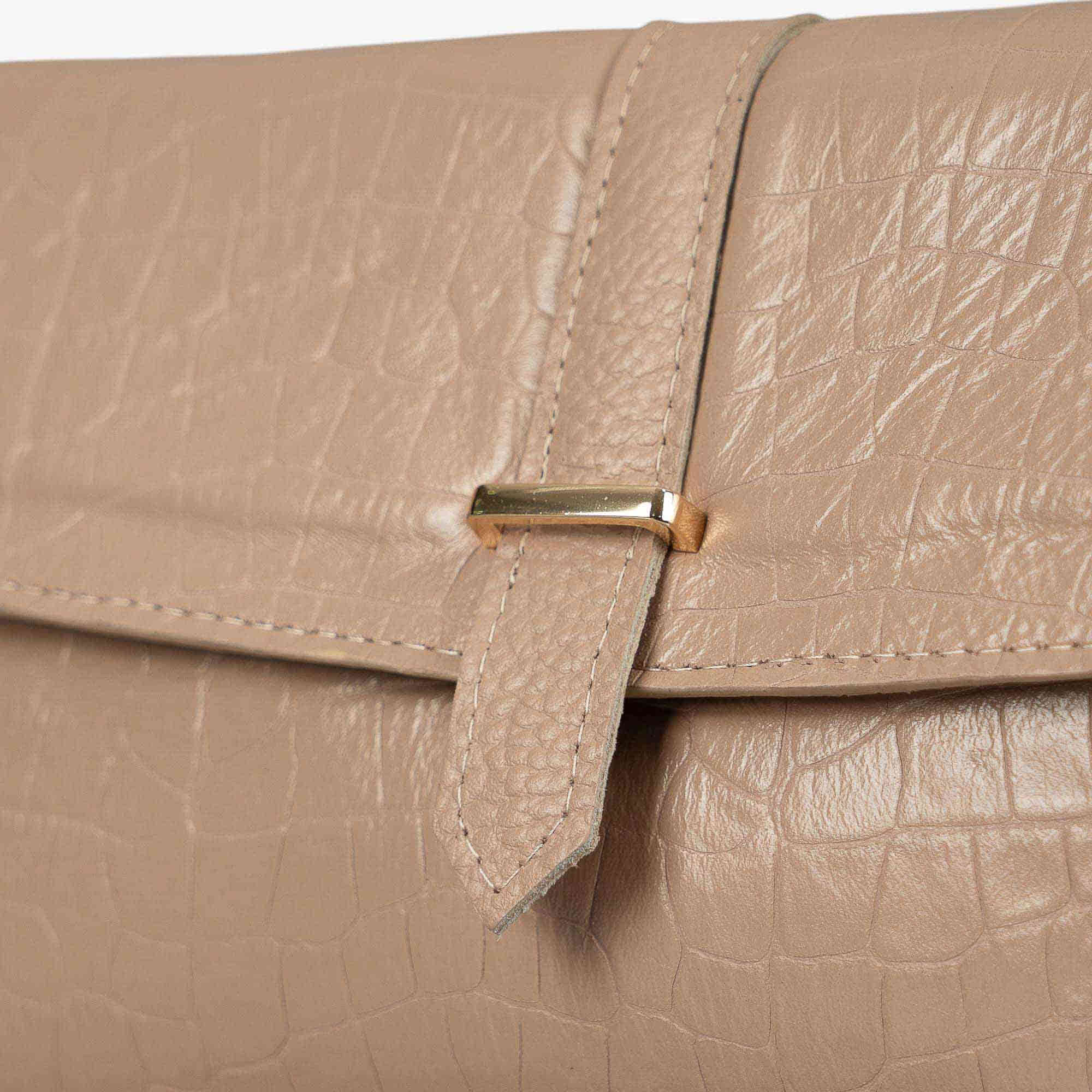 Dark beige leather envelope clutch