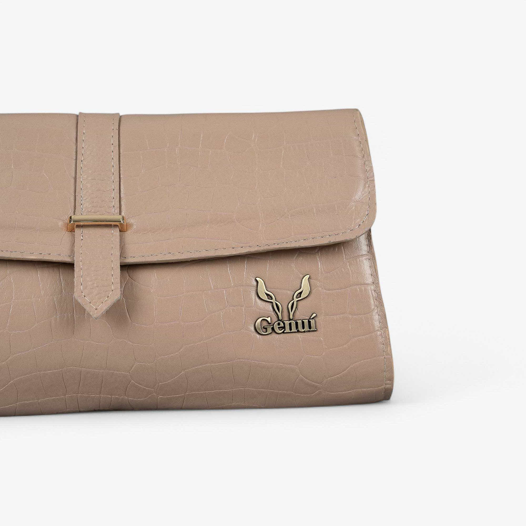 Dark beige leather envelope clutch