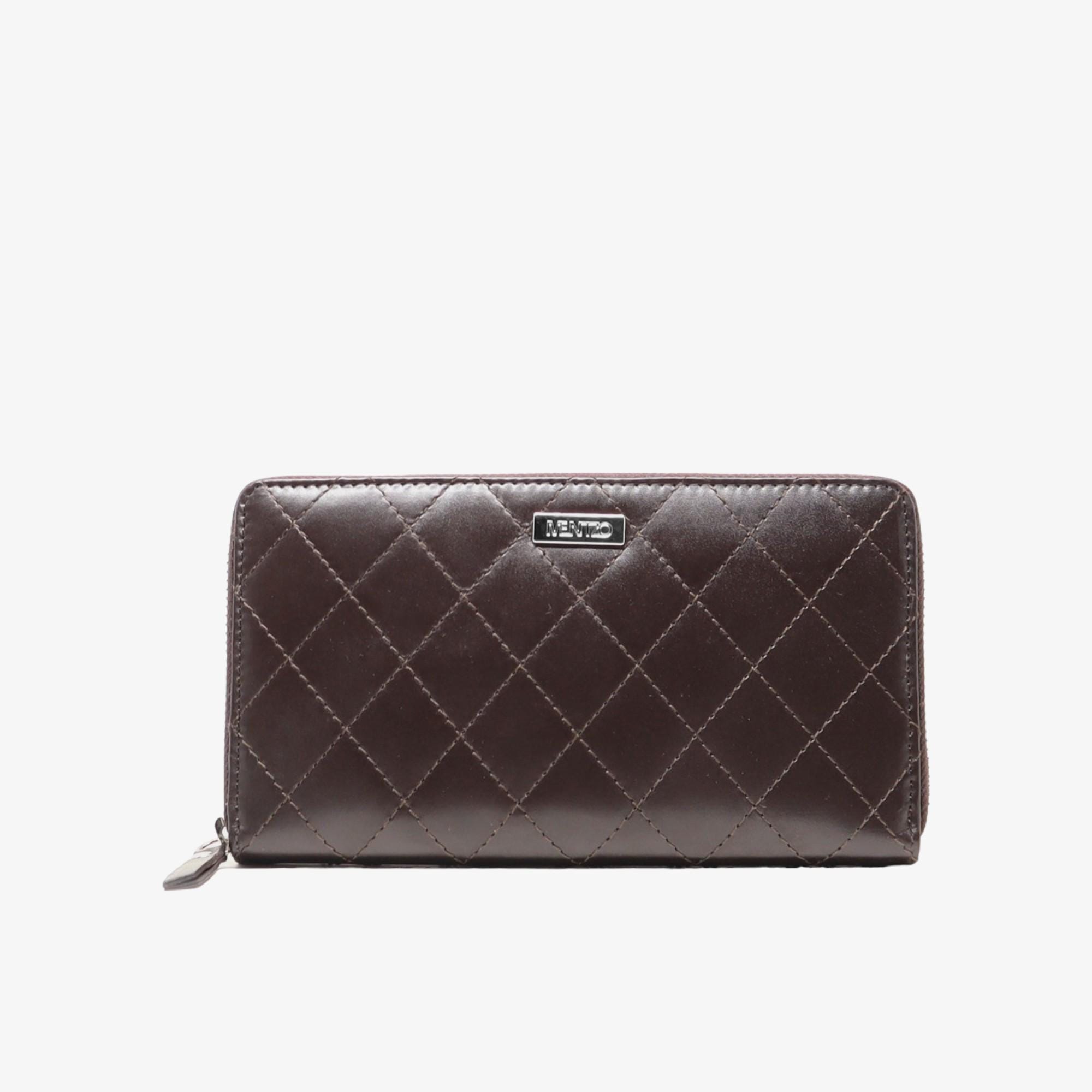Brown quilted leather wallet with RFID