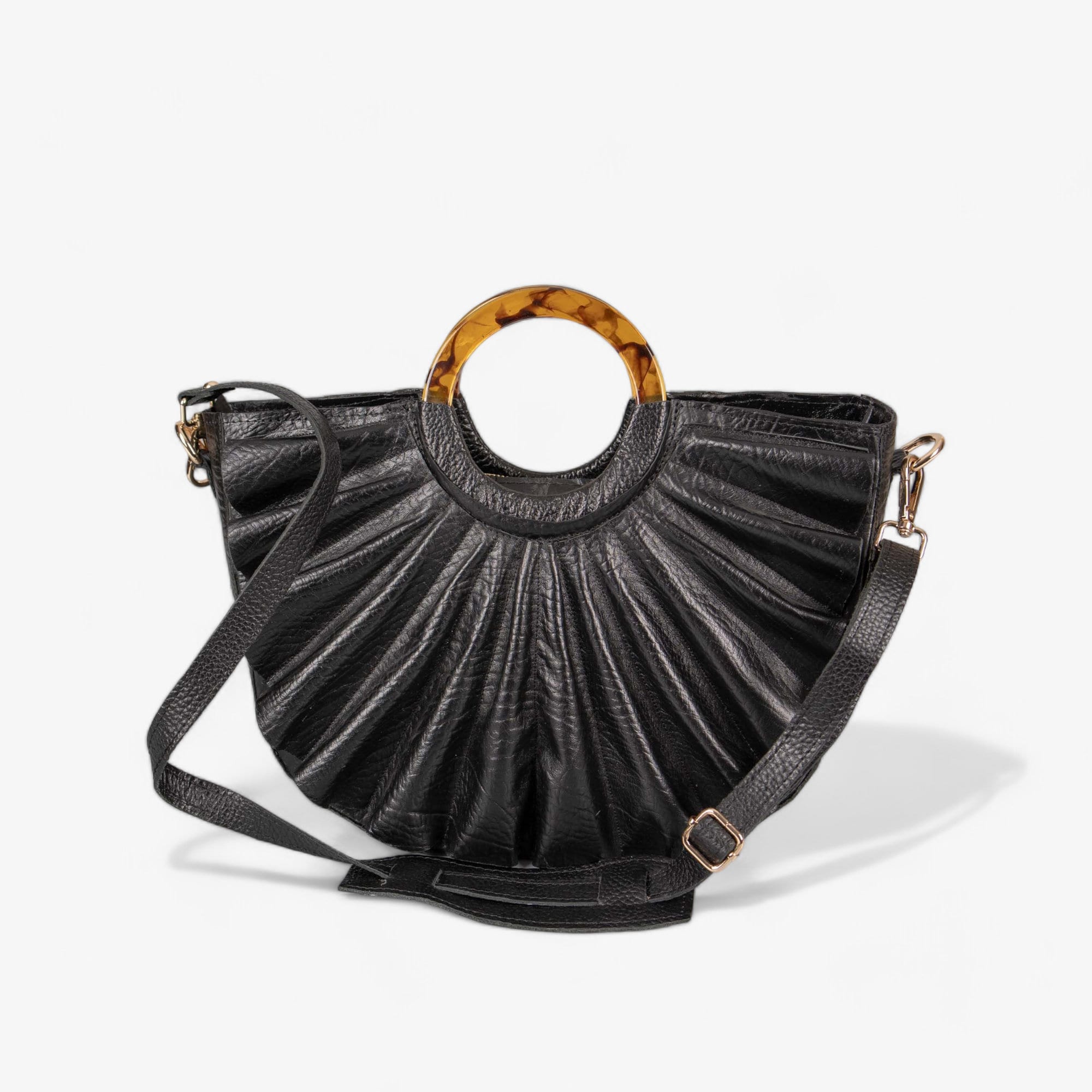 Black leather shoulder bag