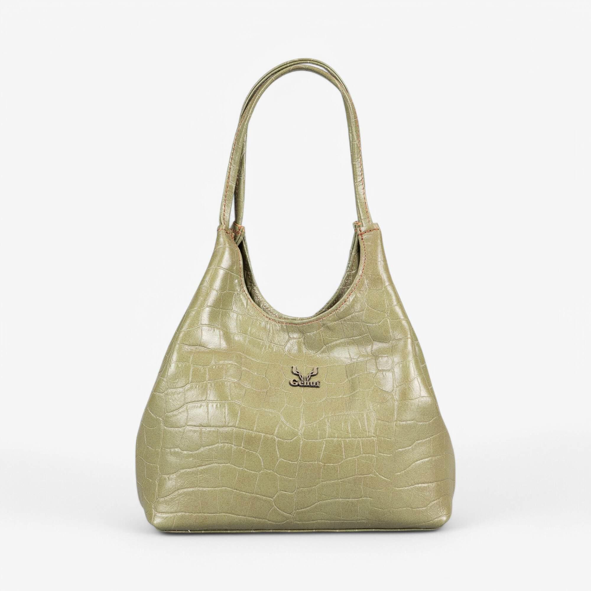 δερμάτινη τσάντα χειρός πράσινη