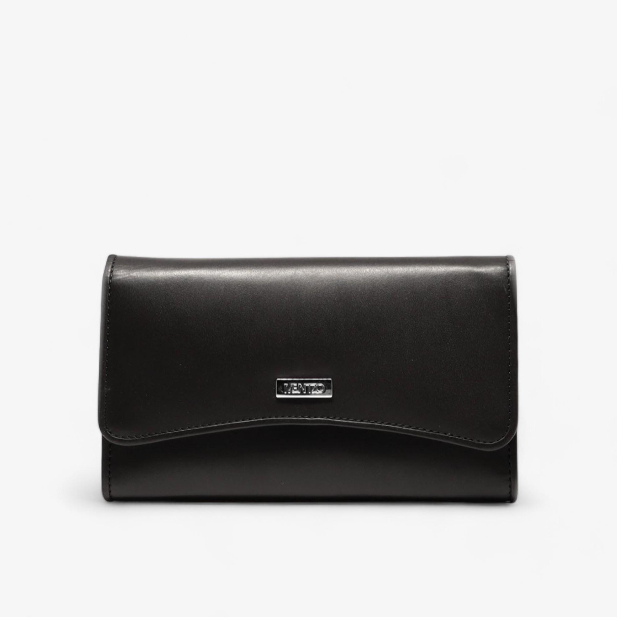 Black leather wallet with magnetic closure