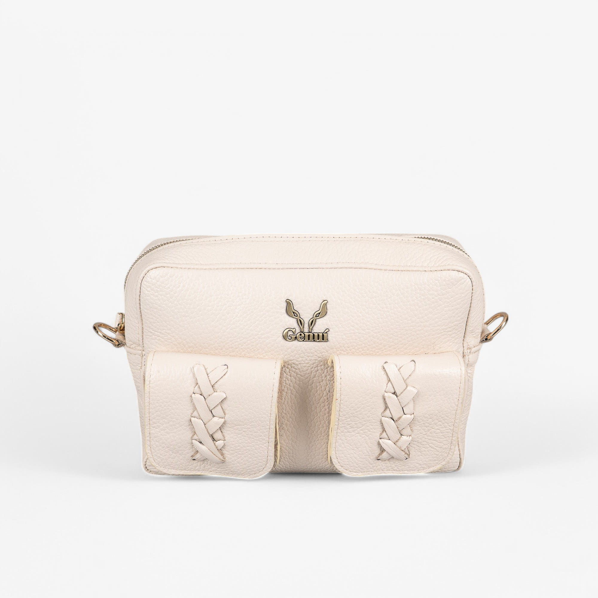 Light beige leather shoulder bag