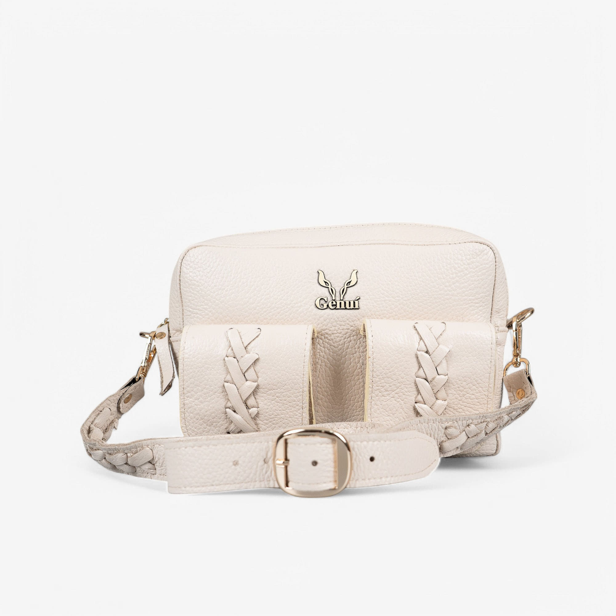 Light beige leather shoulder bag