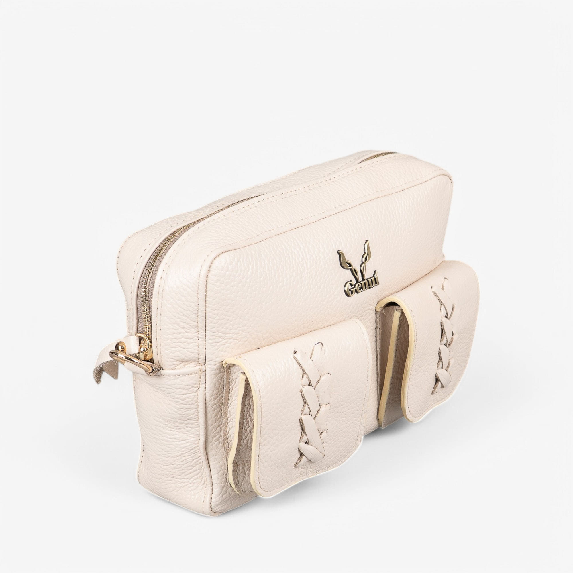 Light beige leather shoulder bag