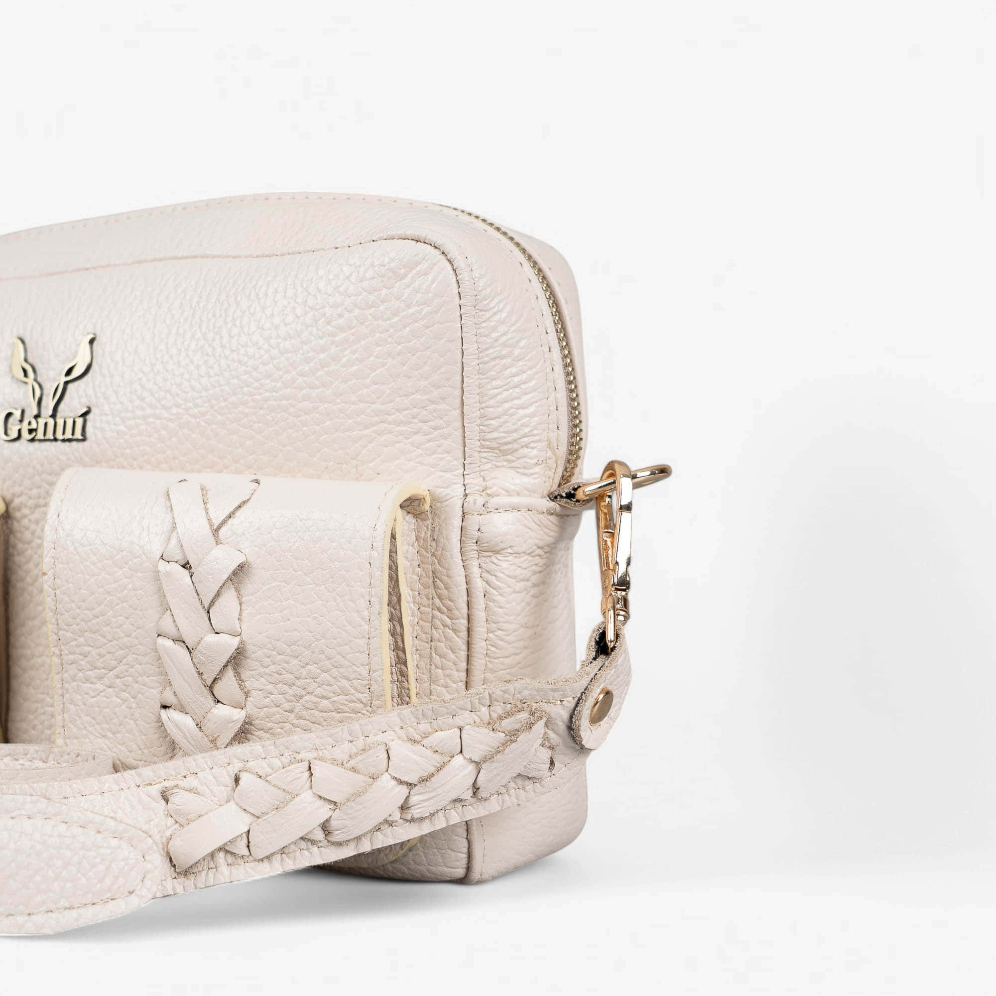 Light beige leather shoulder bag