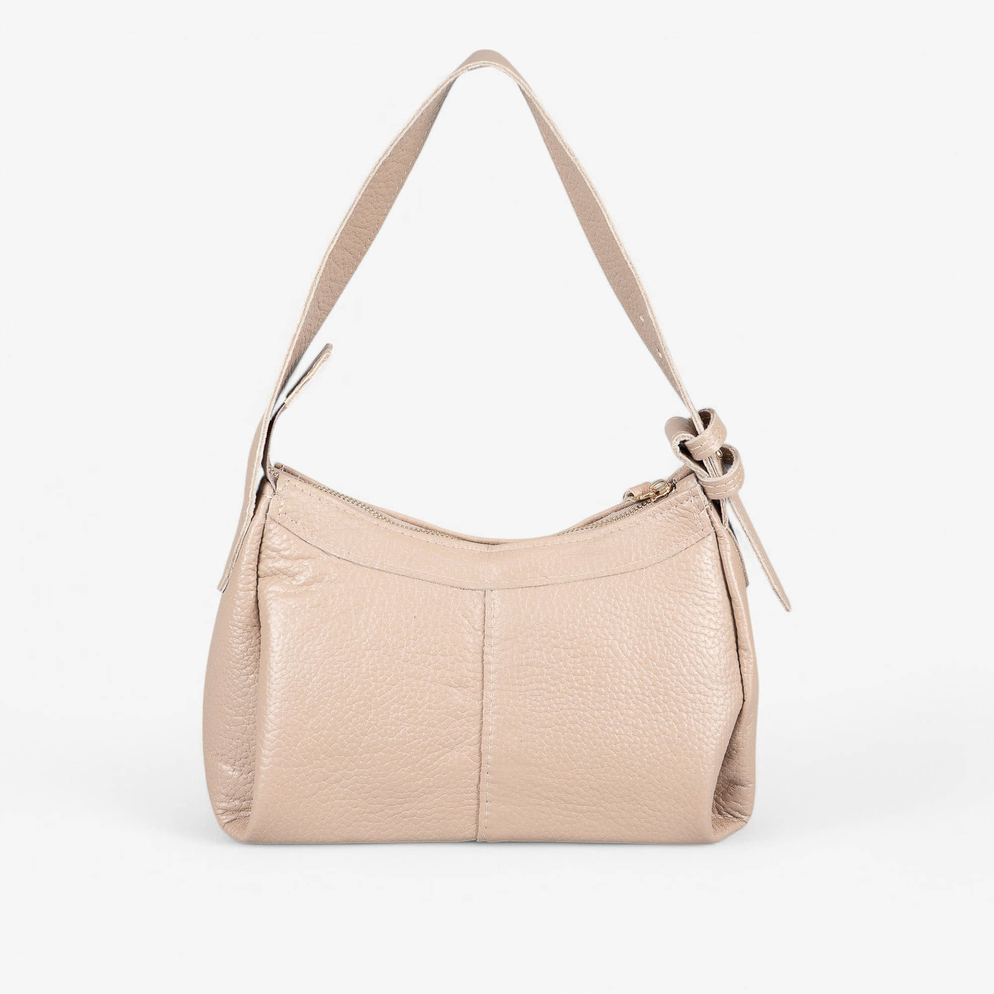 Dark beige leather shoulder bag