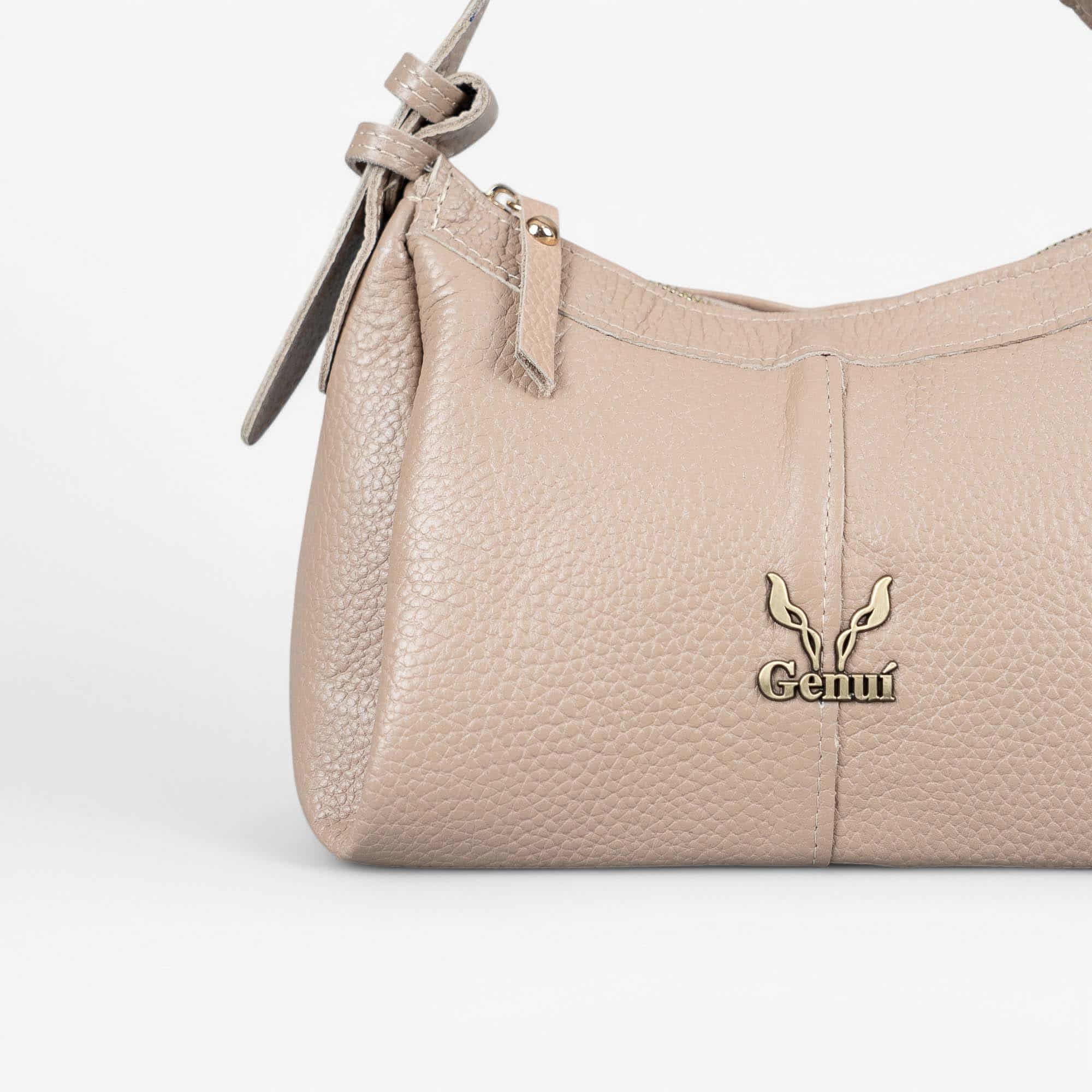 Dark beige leather shoulder bag