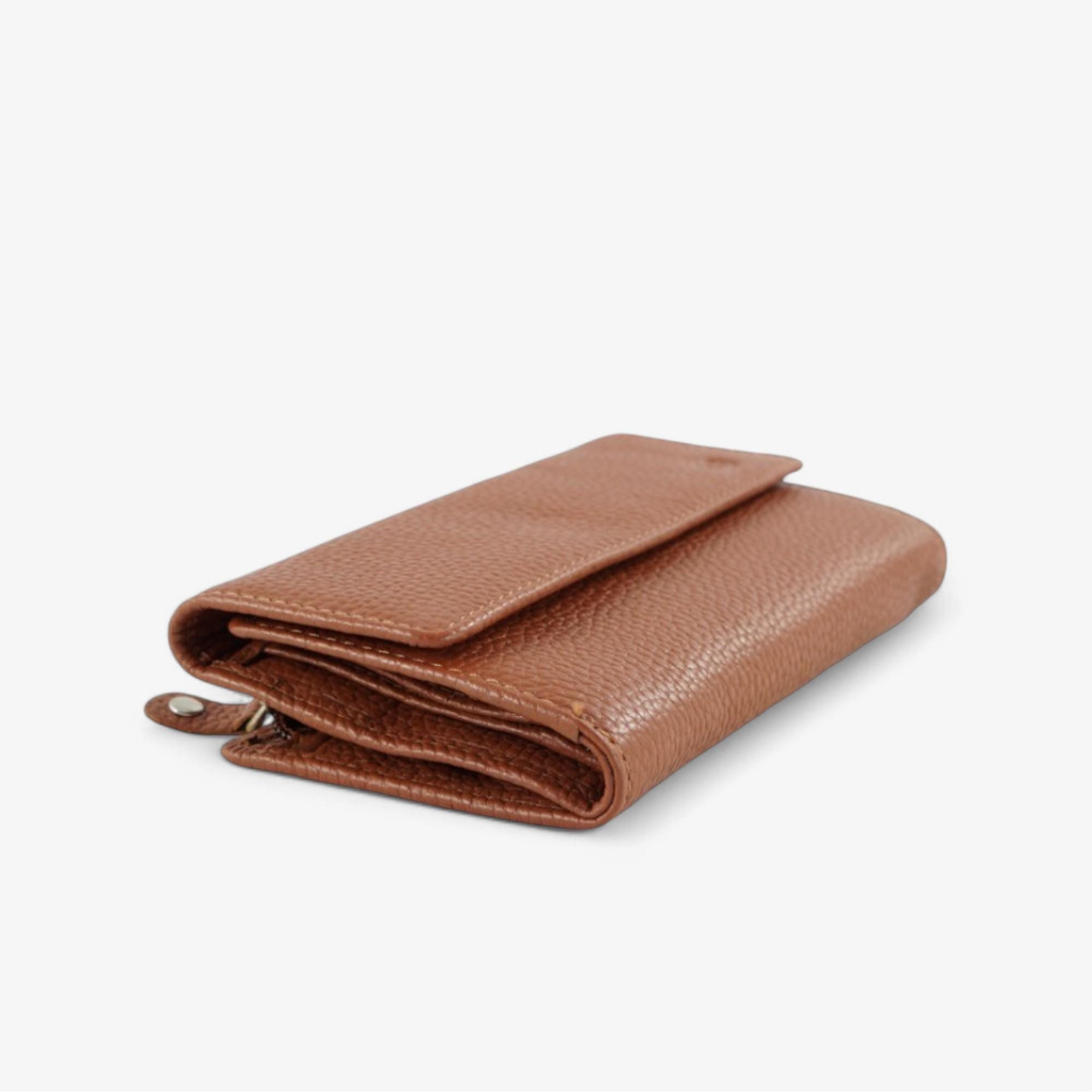 Brown leather wallet with RFID technology