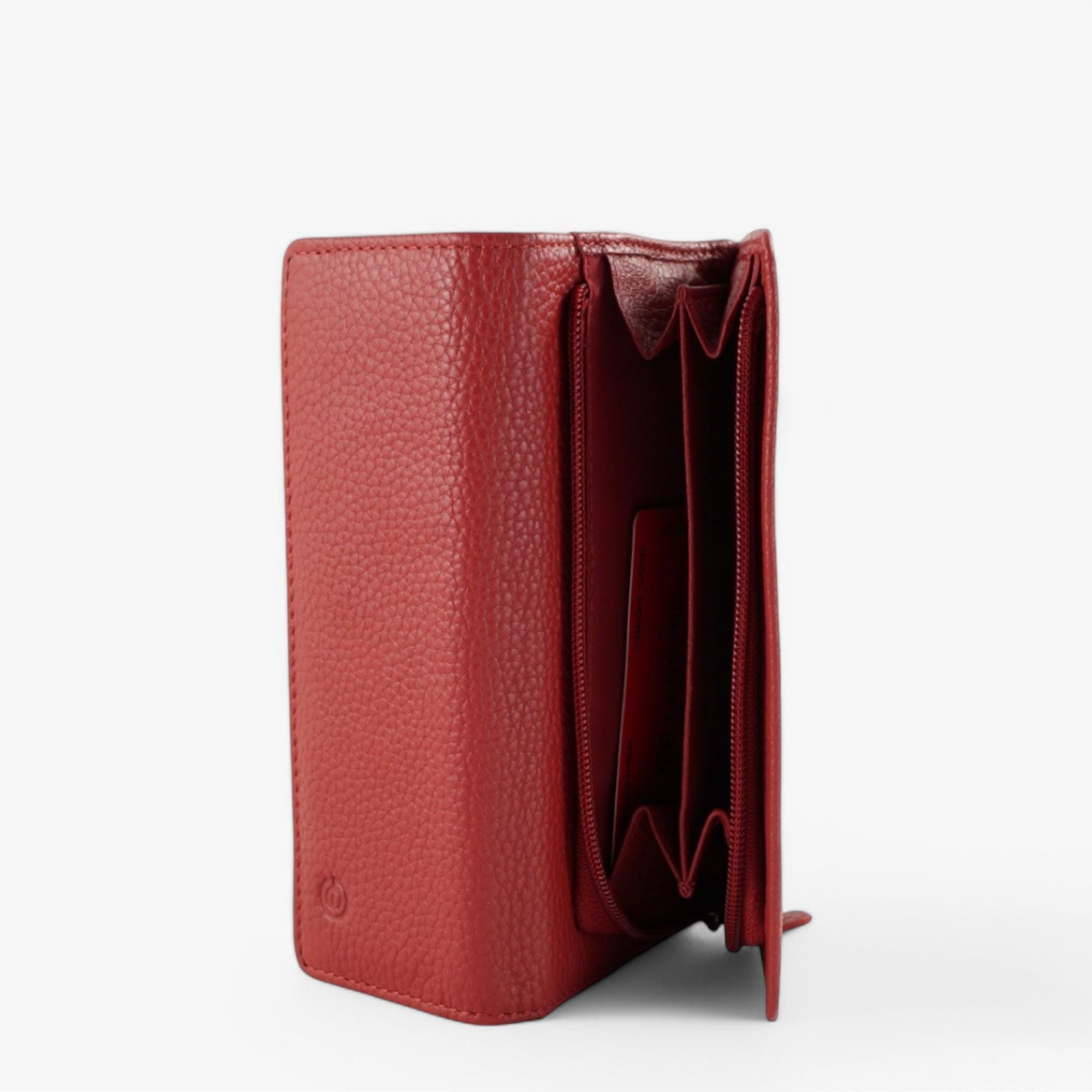 Red leather wallet with RFID