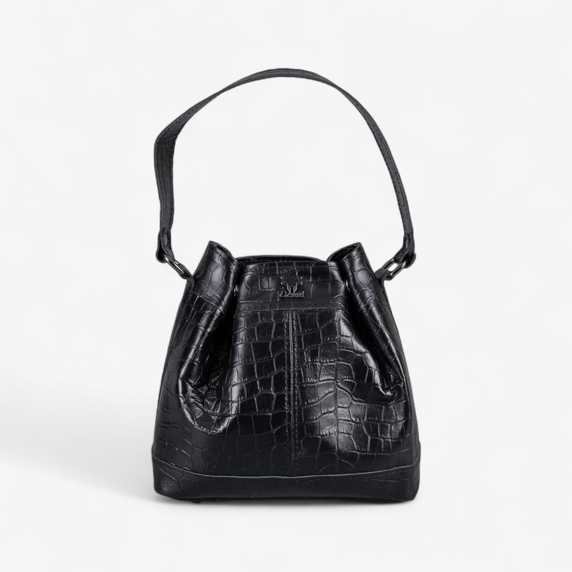 black leather bag