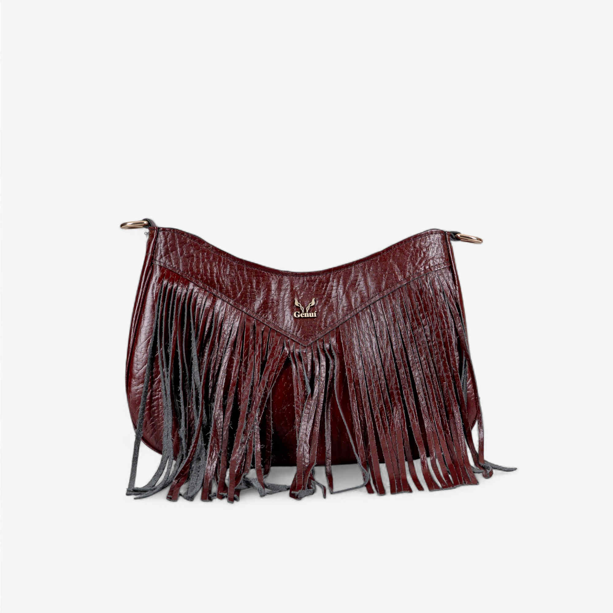 Δερμάτινη μπορντό τσάντα ώμου