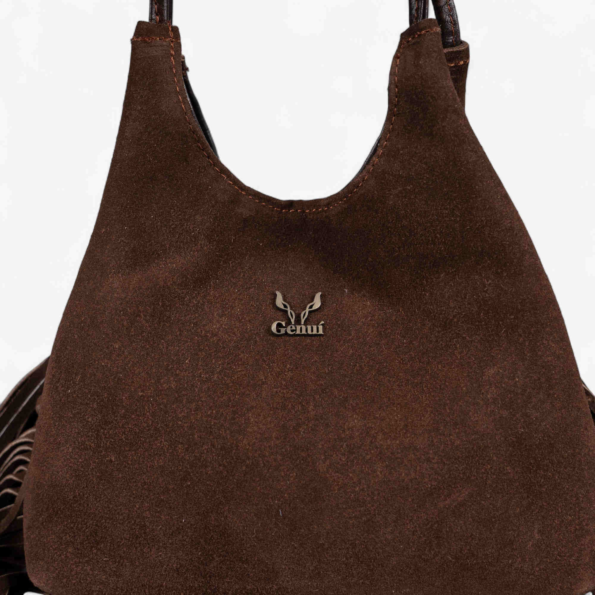 Καφέ δερμάτινη καστόρ τσάντα