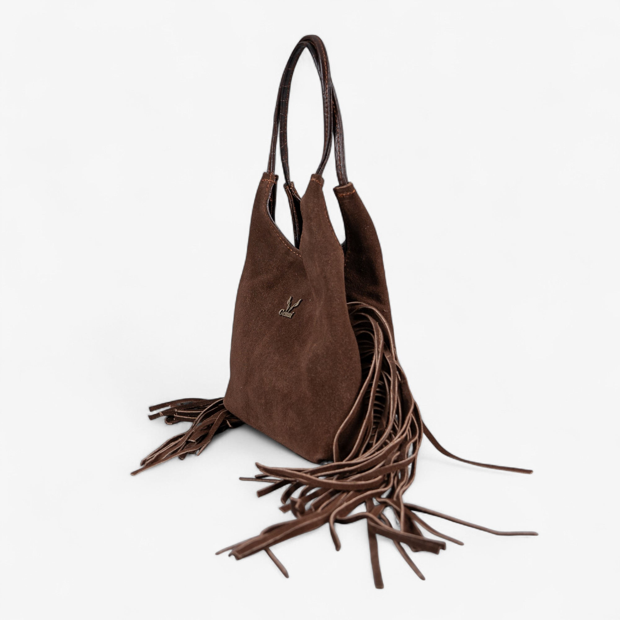 Καφέ δερμάτινη καστόρ τσάντα