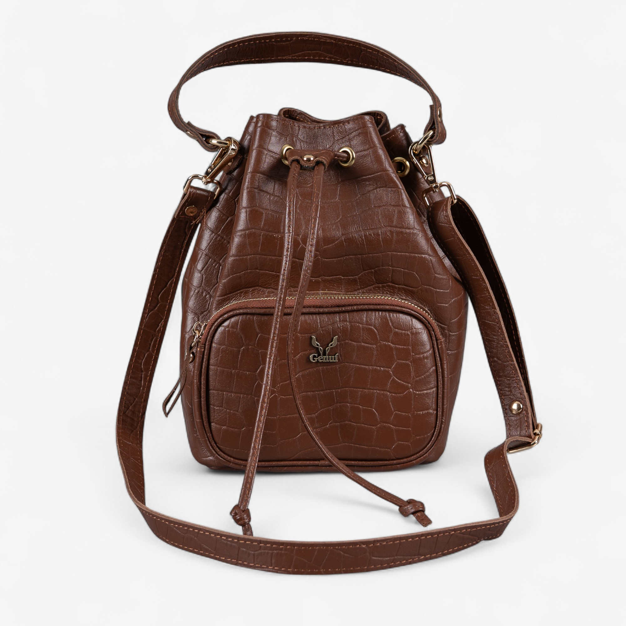 brown leather bag