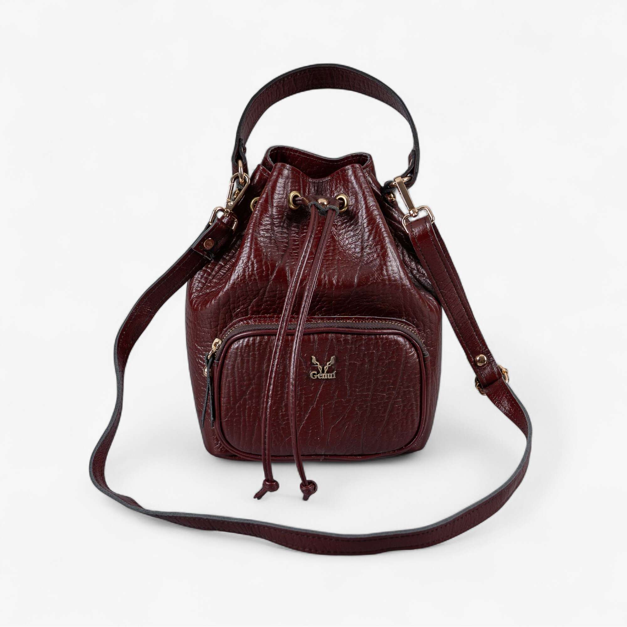 Δερμάτινο μπορντό πουγκί