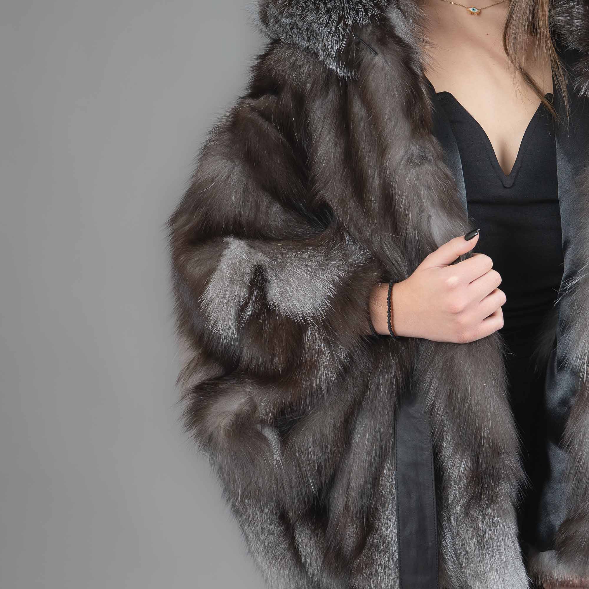 fox fur hooded cape