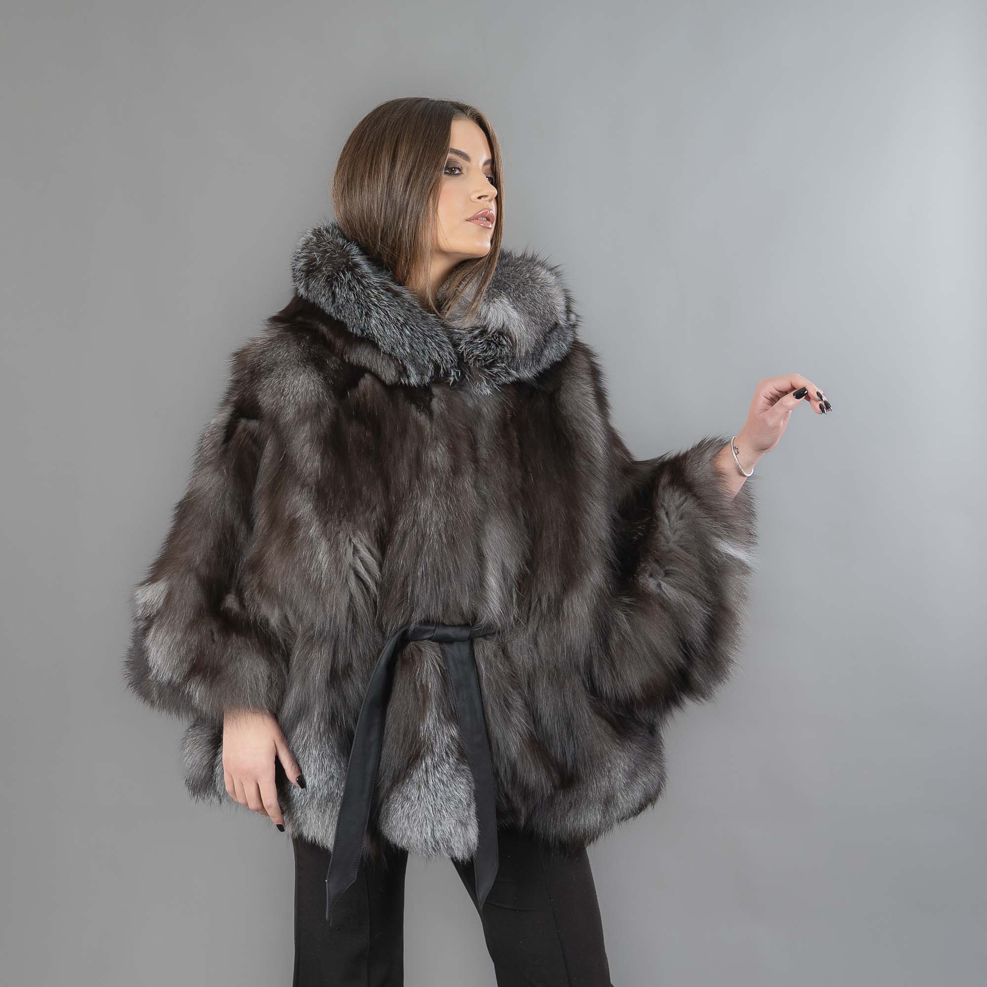 fox fur hooded cape