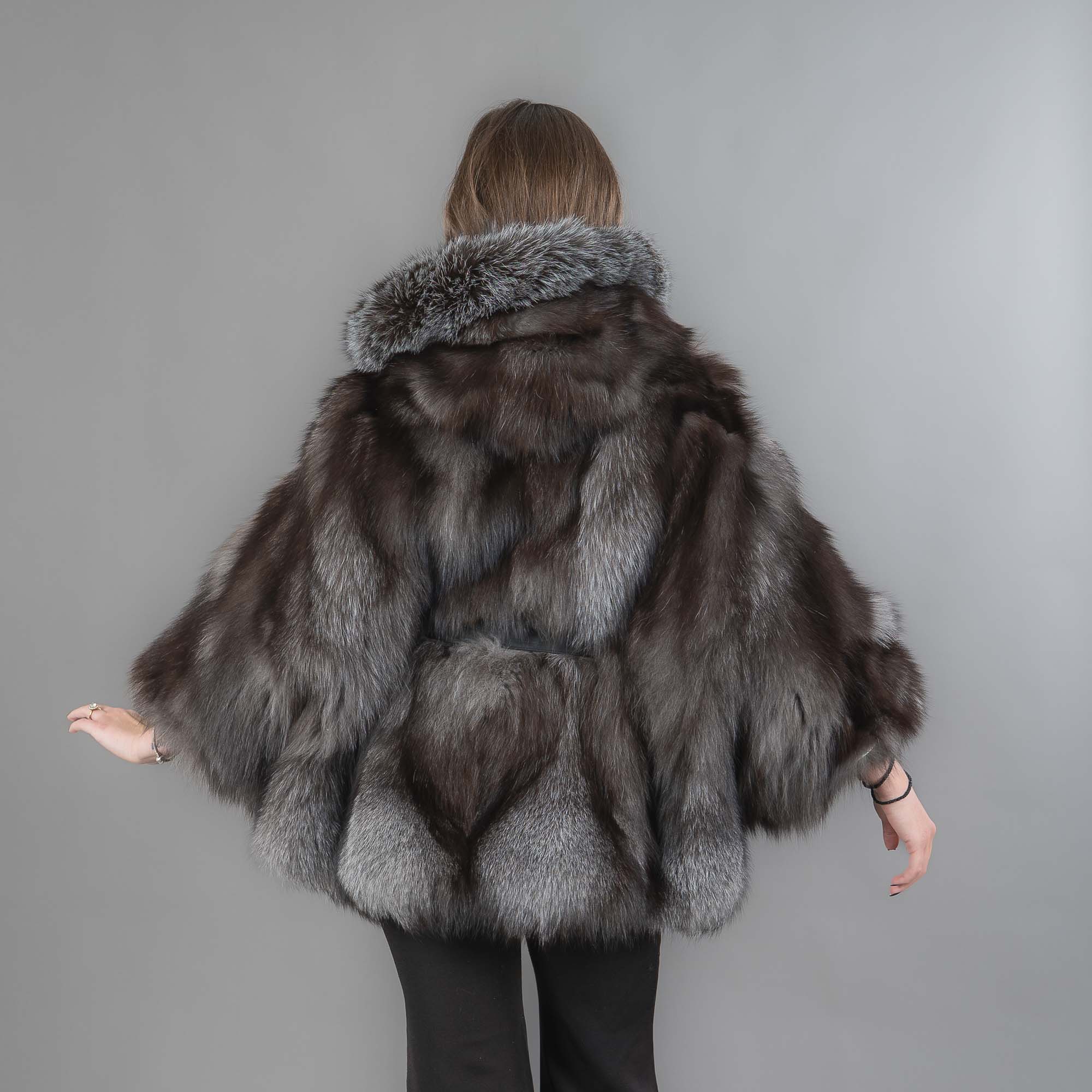 fox fur hooded cape