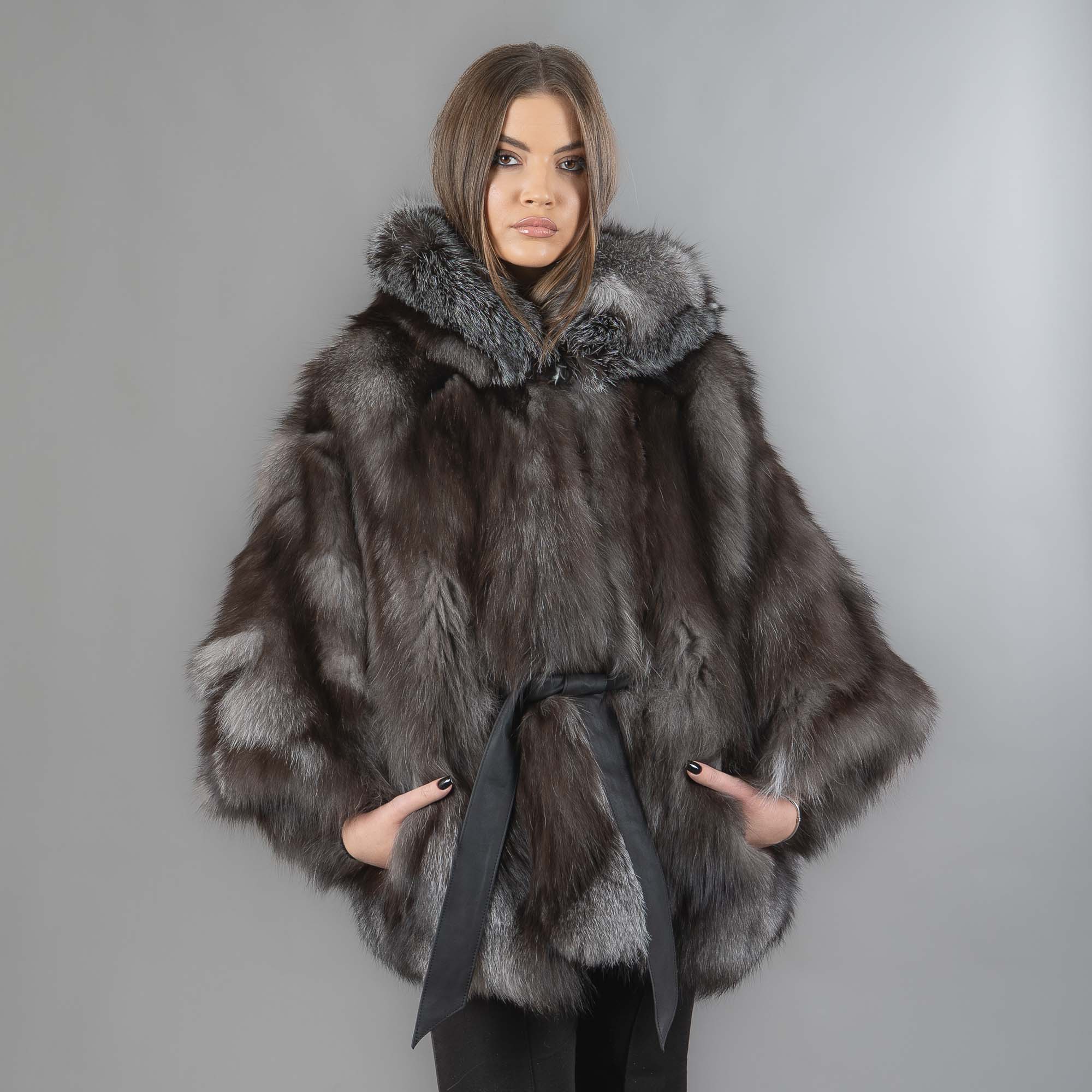 fox fur hooded cape