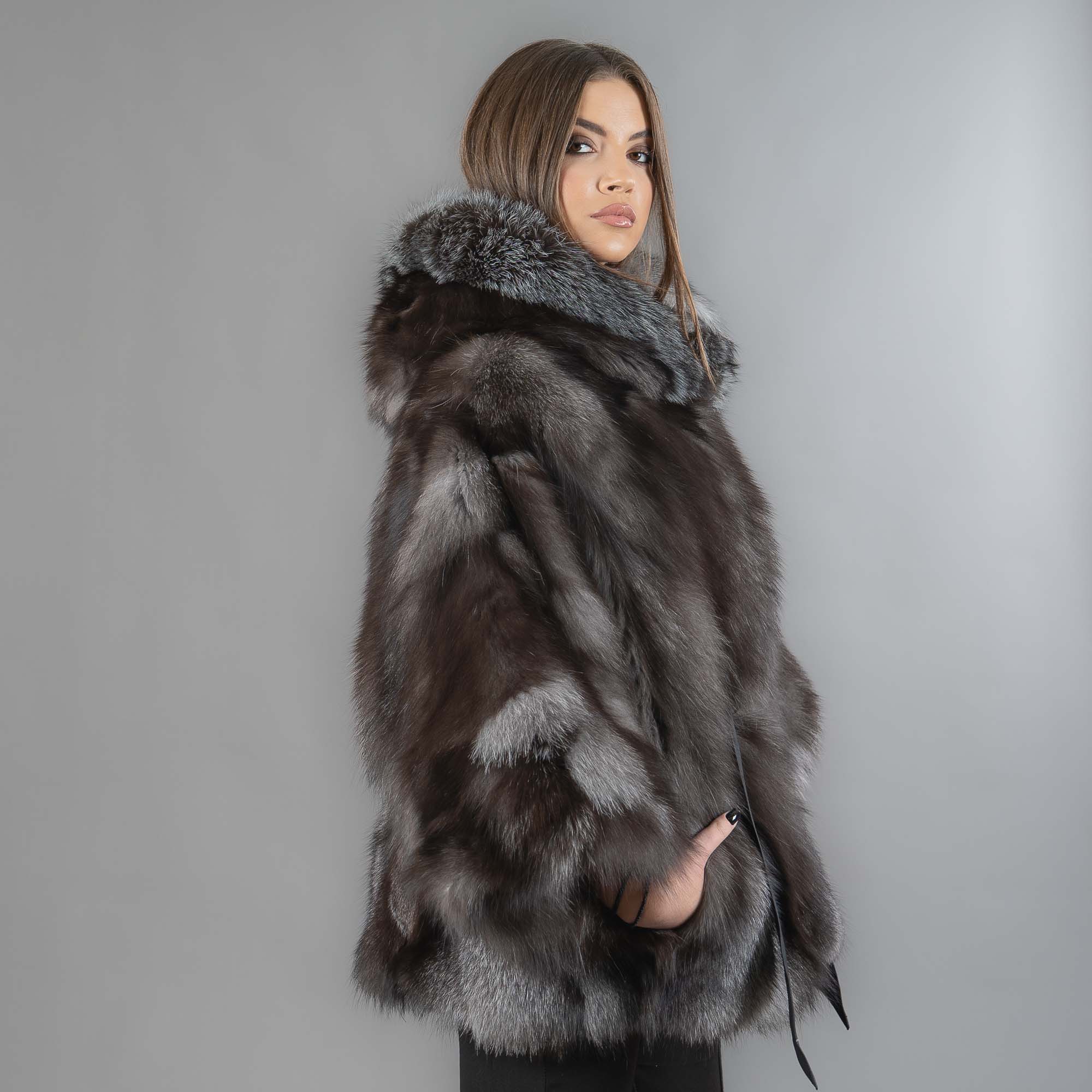 fox fur hooded cape