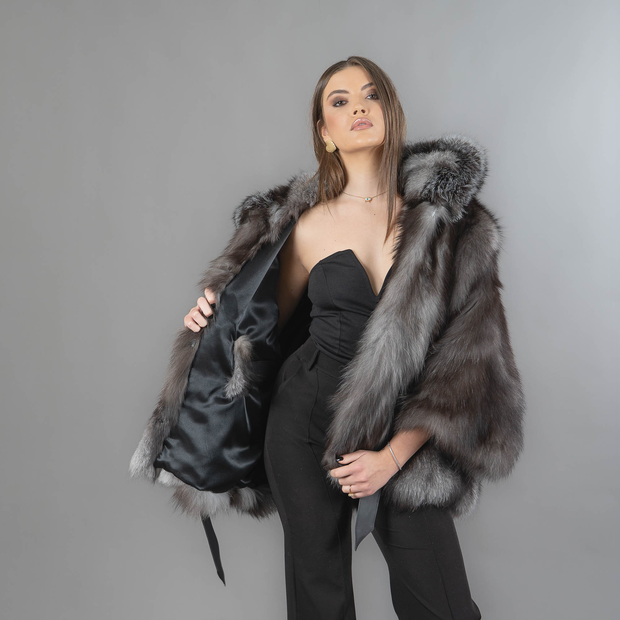 fox fur hooded cape