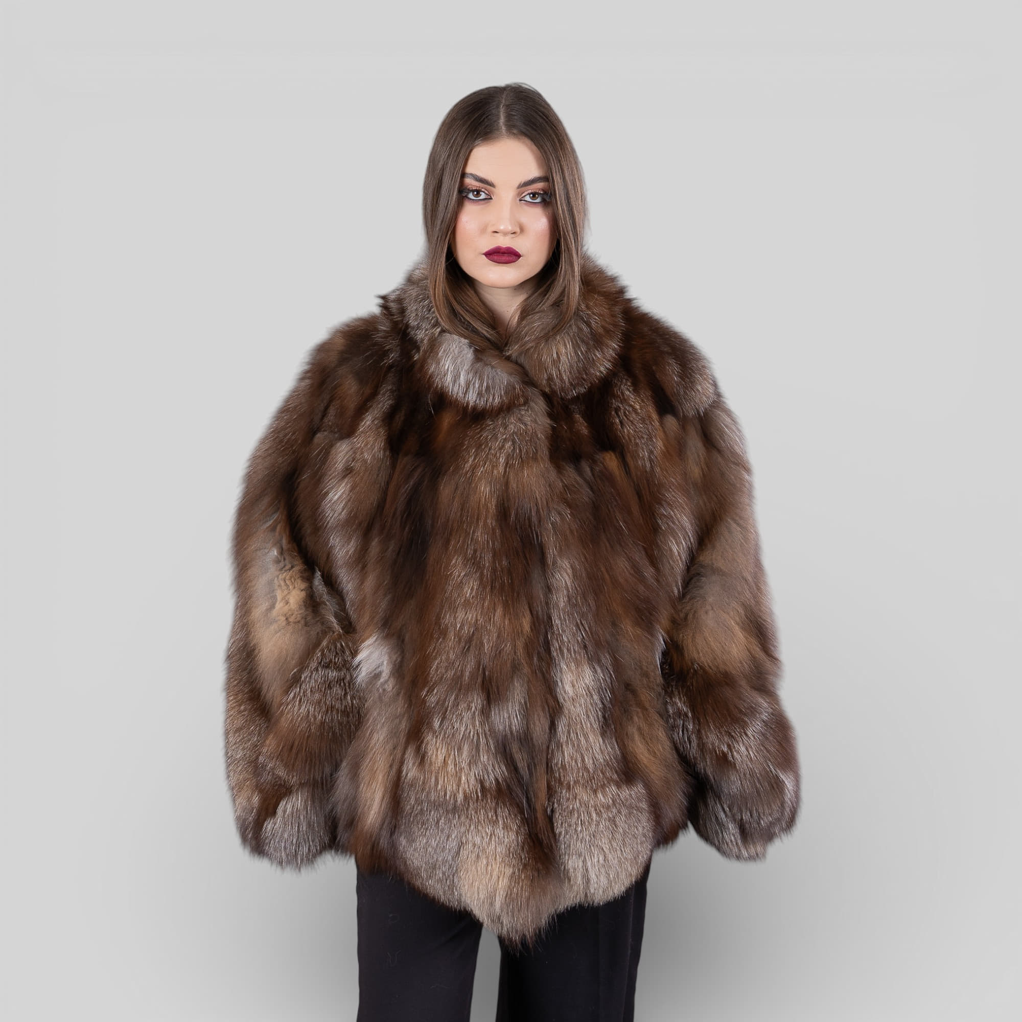 brown fox fur cape