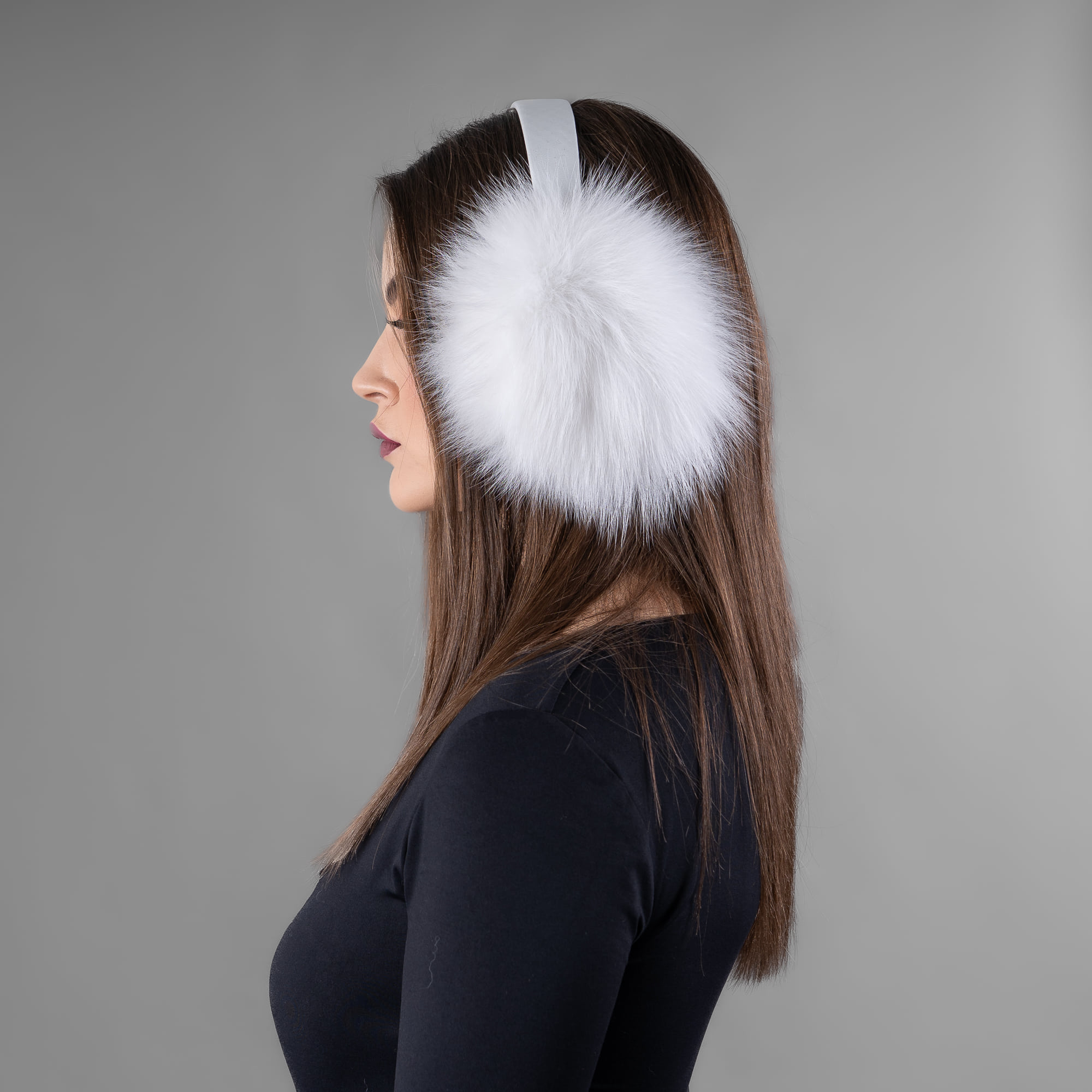 White fox fur earmuffs
